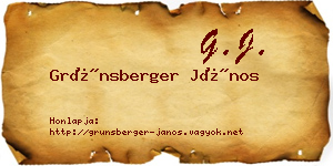 Grünsberger János névjegykártya